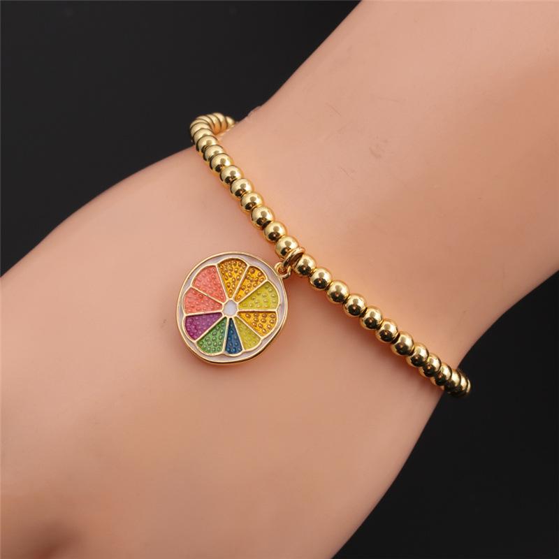 Jewelry, new copper plated real gold dripping oil multi-color orange bracelet for women