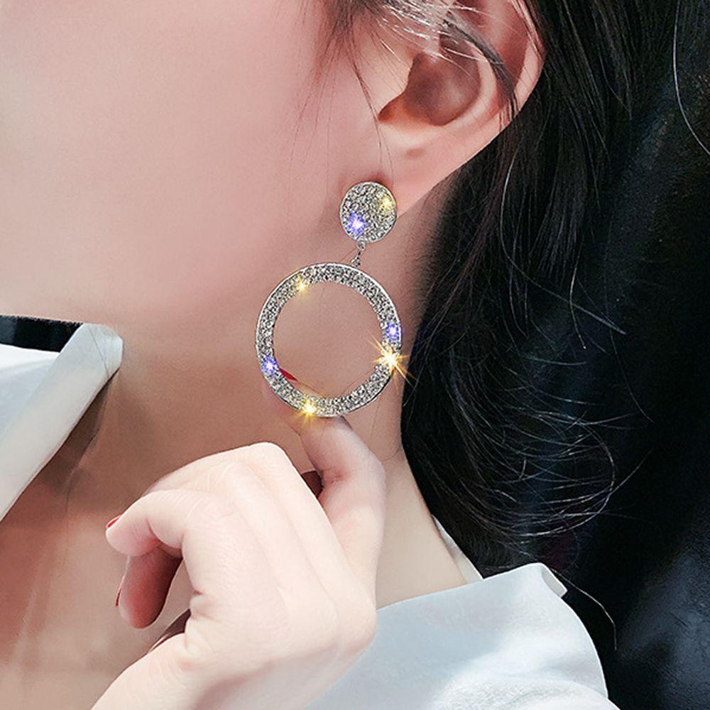 Jewelry Crystal Round Dangle Earrings Drop Earrings Circle Earrings Earrings