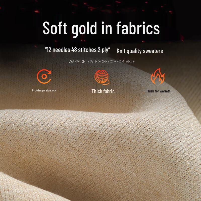 GLM Men's Winter Plus Velvet Half-High Collar Knitted Sweater