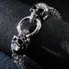 Gothic Double Skull Man Bracelet for Men In Stainless Steel Link Chain Men's Charm Bracelets Steampunk Skeleton Jewellery Guests Gifts