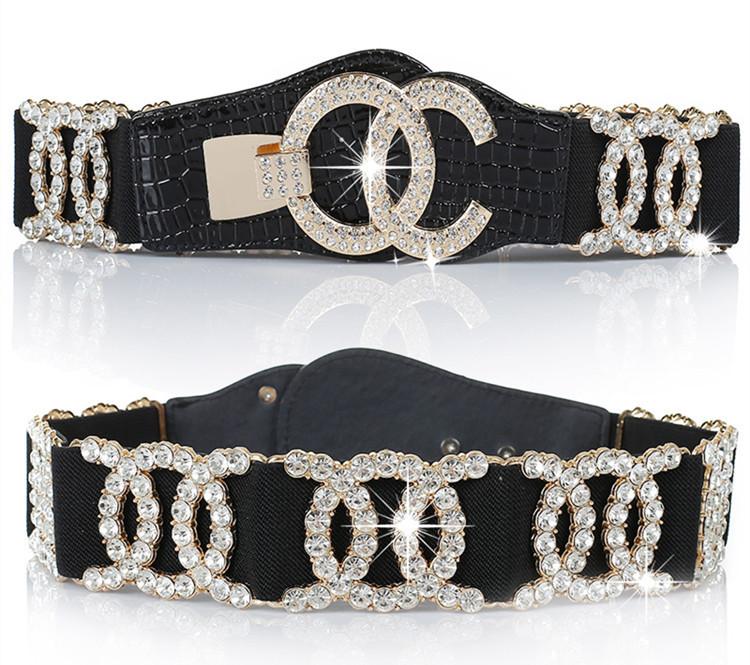 Женский эластичный пояс, модные аксессуары, декоративная резинка на талии, женский ремень со стразами, модный и универсальный