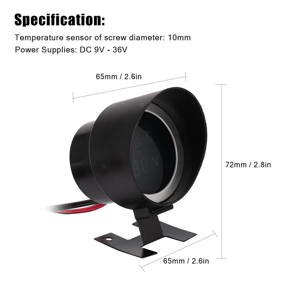 Автомобильный круглый светодиодный цифровой датчик температуры воды для грузовика, датчик температуры Temperatura Moto + вольтметр Вольт