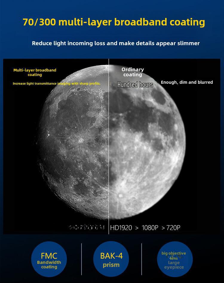 F30070 Professional Entry-Level Low-Light HD Astronomical Telescope for Kids and Beginners - Portable Outdoor Stargazing Night Vision