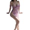 Purple sexy onesie one-word collar perspective cheongsam sex underwear free of pure desire sex uniform