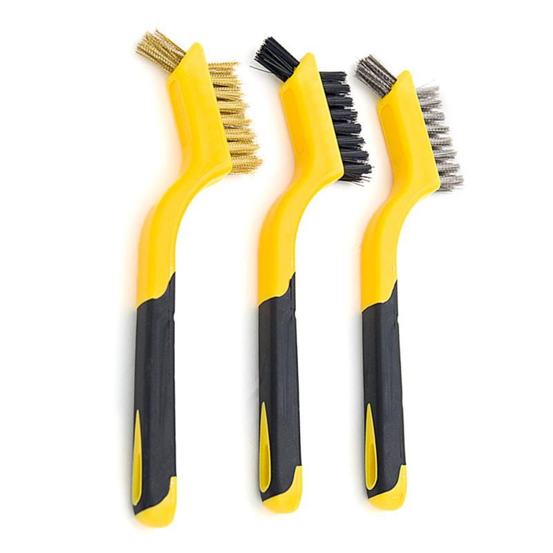 Мини-набор из трех кухонных щеток для газовых вытяжек, удаление жира и пятен, чистка варочных панелей, стальная проволока, маленькая