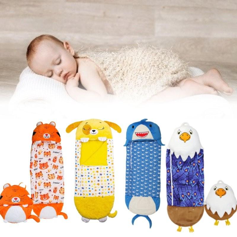 Стильный и теплый мультяшный детский спальный мешок с милой подушкой в форме животного для зимы