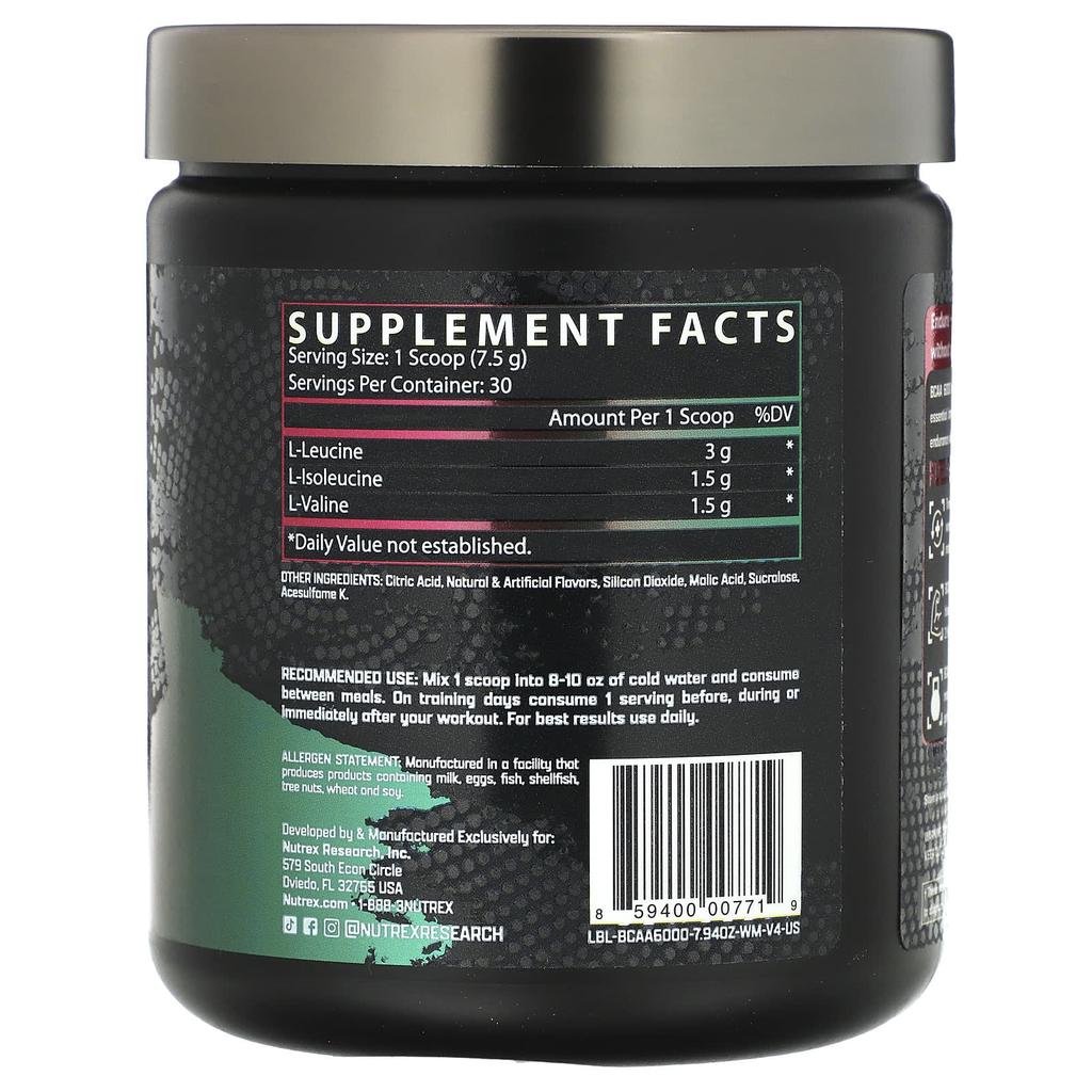 Bcaa 6000, Watermelon, 225G(8.2Oz)