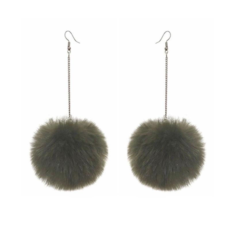 New Big Pompom Drop Earrings Fashion Soft Rabbit Fur Ball Pompom Pendant Long Dangle Earrings For Women Girl Party Gifts
