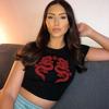 Women’s Short Sleeve Dragon Print T-shirt Summer Fashion Crop Top