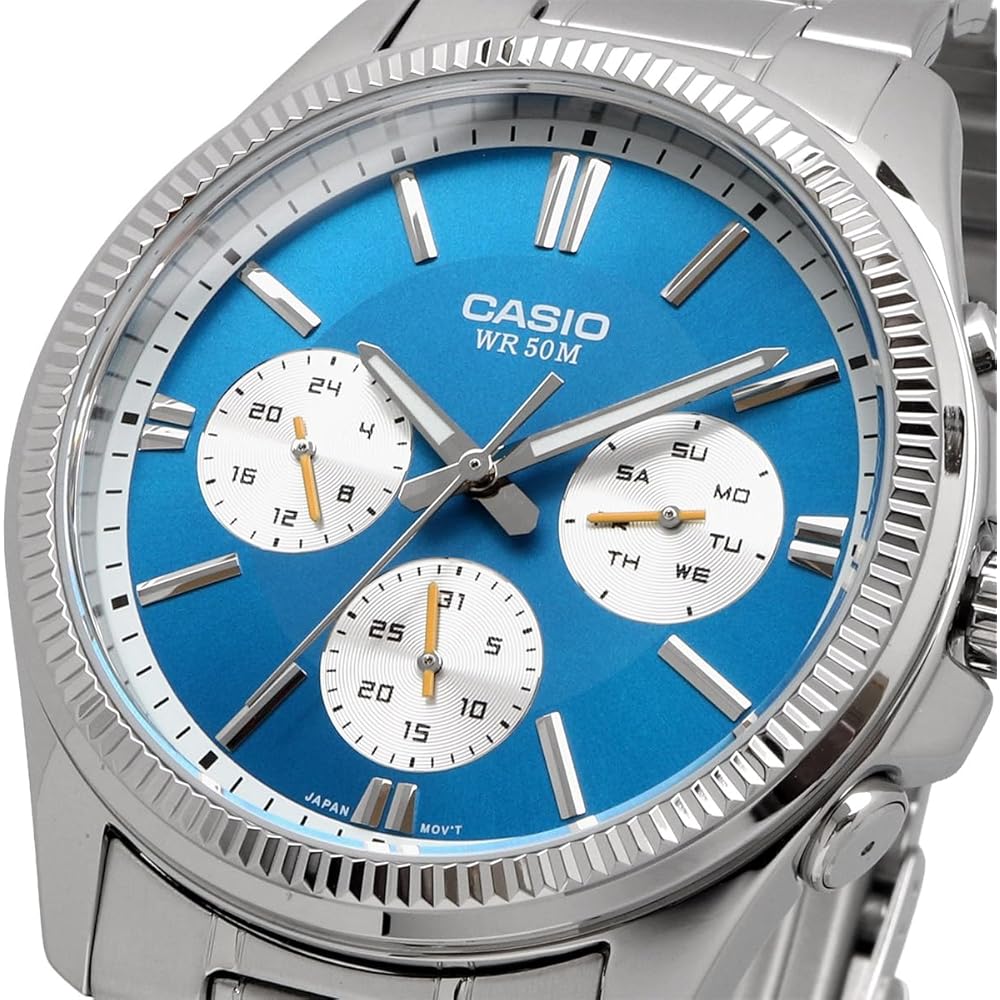 Casio Standard Quartz Men's Watch MTP-1375D-2A2V Blue 24-Hour Display Stainless Steel