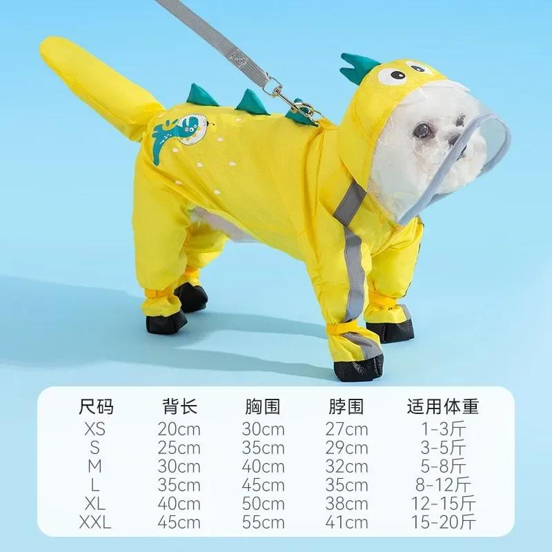 Waterproof All-inclusive Dog Raincoat Poncho for Chihuahua - Four-legged Puppy Pet Clothes with Feet And Tail Coverage