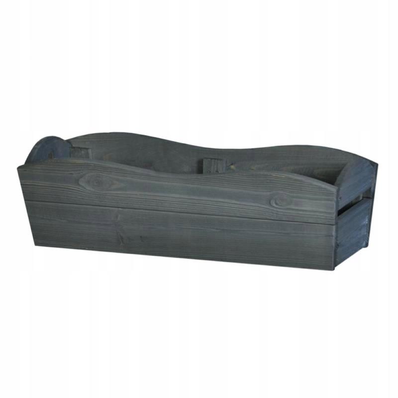 Wooden balcony box, gray, Begonia, 60x20x19 cm