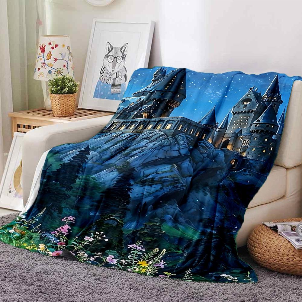 1pc castle tower Flannel Blanket Soft Warm Throw for Home, Office, Travel, All Season Cozy Bedding Gift, Office