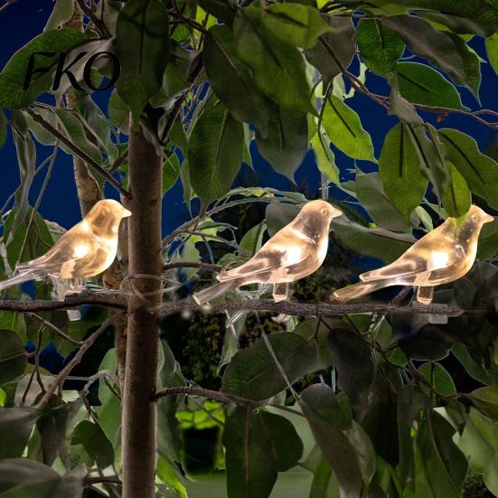 Solar String Lights for Yard Bird Lights, Outdoor Waterproof Garden Light, Warm Powered Patio Lighting Glow LED Light Balcony Lawn Decor Eco-friendly