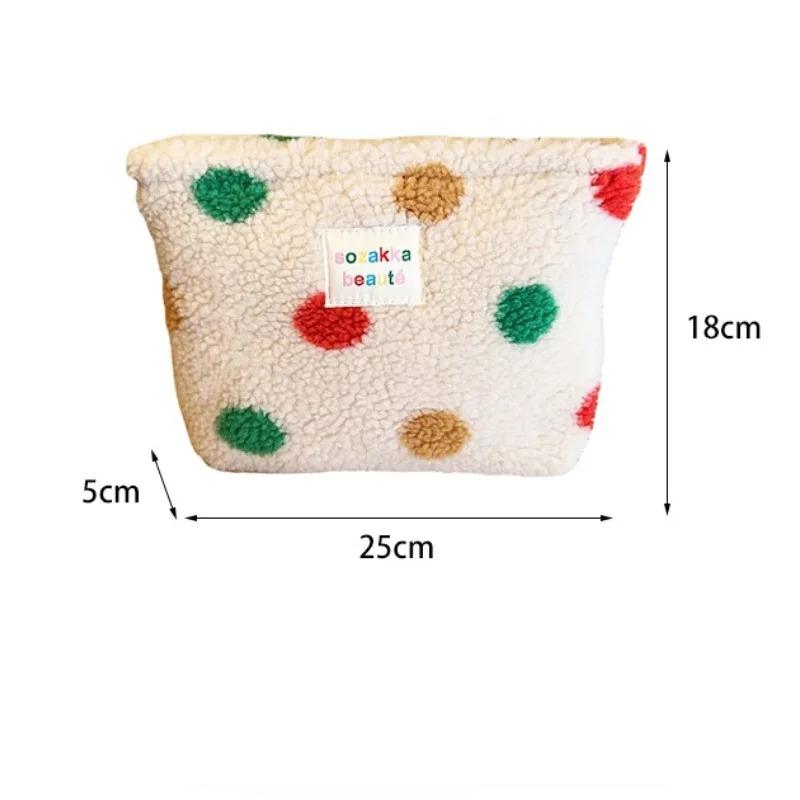 Красочная полосатая плюшевая косметичка в горошек, большая вместительная косметичка, сумка для туалетных принадлежностей, дорожная сумка для хранения косметики на открытом воздухе