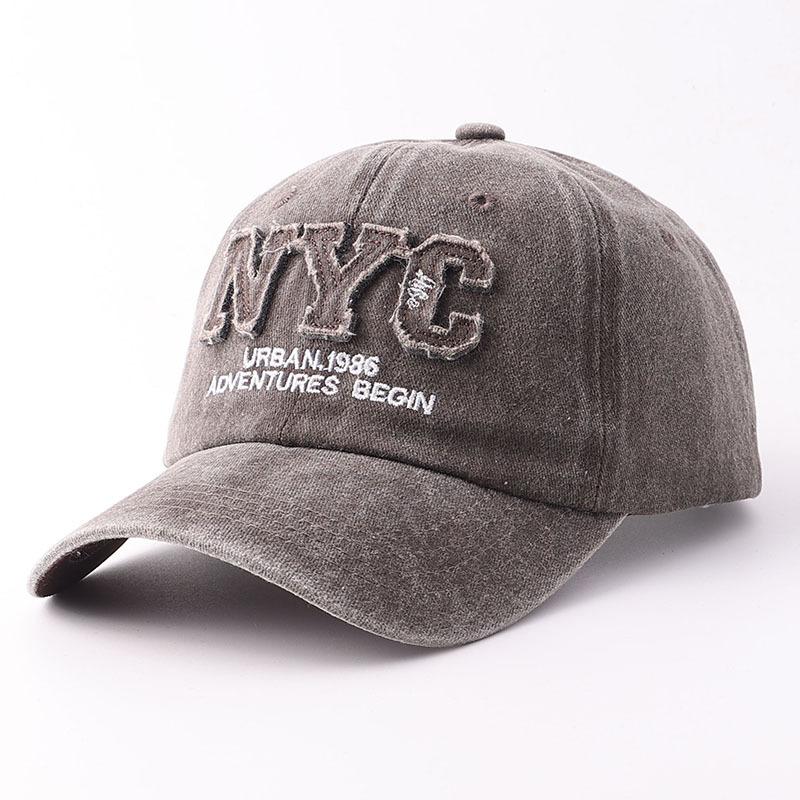Popular washed baseball cap denim embroidery letter cap with small face curved brim big head circumference sun hat