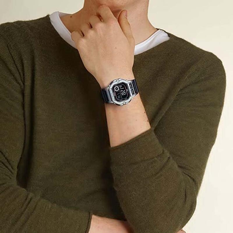 Casio Модный тренд 100 метров Водонепроницаемость Кварцевый механизм Ремешок из смолы Японские и корейские часы Унисекс Стиль Черный циферблат WS-1400H-1BVD