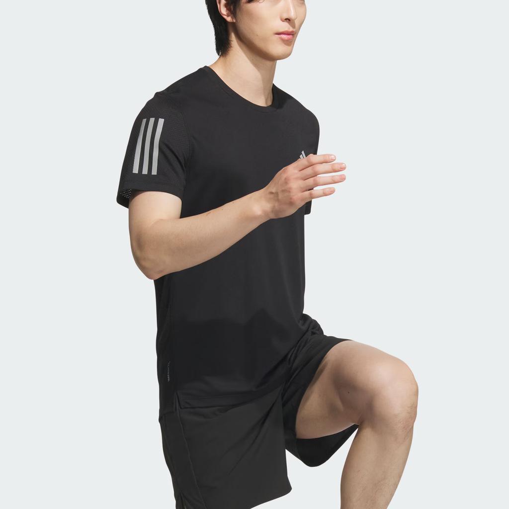 adidas Футболка с коротким рукавом Own The Run Climacool Cooler для бега, быстросохнущая, с круглым вырезом, мужская, топы, черная/темно-серебристо-серая, JY6982