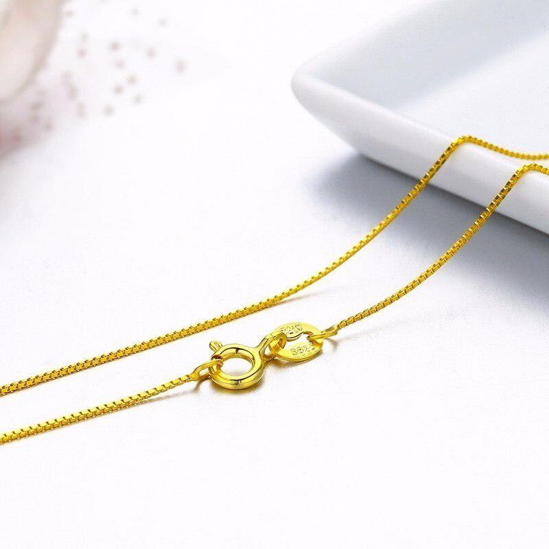 14 "-32 "925 Sterling Silver With Gold Color Thin Box Chain Necklace Womens Kids Girls Mens Jewelry Collares