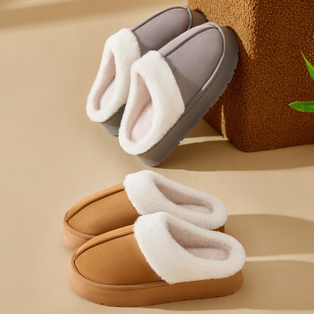 Platform Women Home Slippers Plush Warm Thick Bottom Slides Breathable Soft Non-slip Slippers Indoor Outdoor Men Casual Slippers