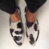 Модные новые туфли-лодочки с острым носком 40-43 размера, с коровьим принтом, больших размеров, повседневные, одинарные туфли для женщин, кроссовки, zapatos de mujer