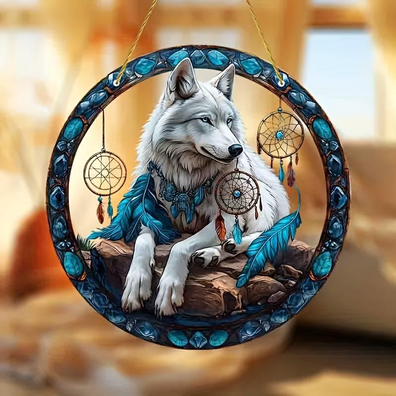 Акриловый ловец серии Wolf King 8 "(20см)Подвеска на окно из витражного стекла, подходит для наружных и внутренних стен, гостиной, спальни, веранды, сада KTY
