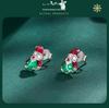 Yinziyun 925 Sterling Silver Luminous Santa Claus Stud Earrings - Trendy European & American Christmas Gift.