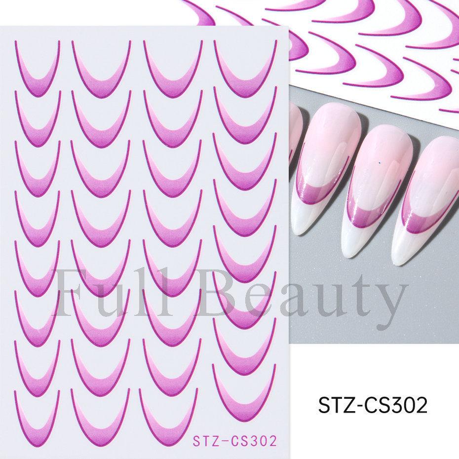 Nail Art Sticker French Smile Line Silver Glitter Diy Corrugated Line Adhesive Nail Sticker