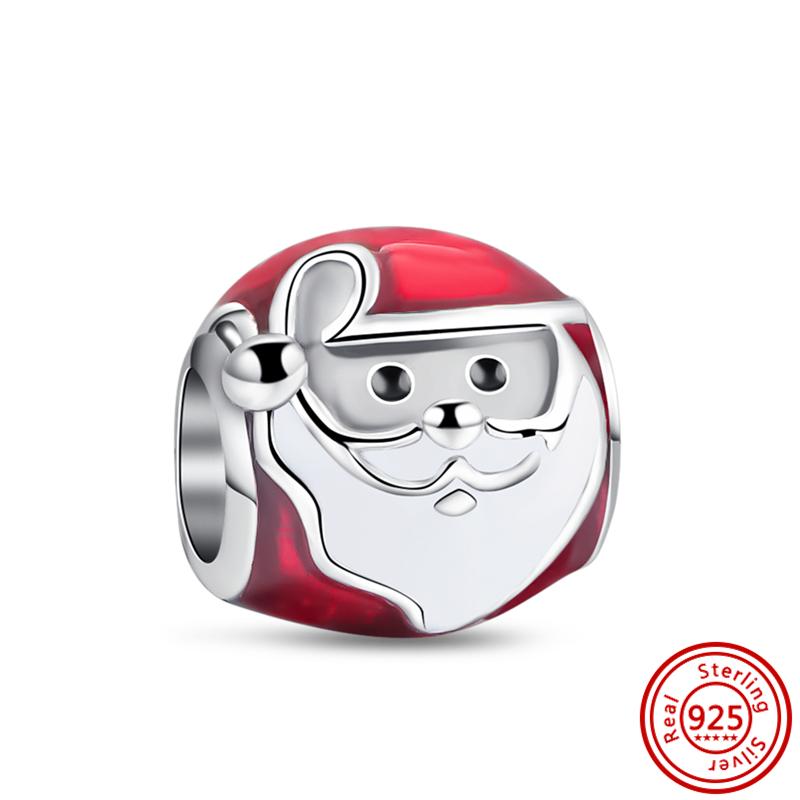 925 Серебряный Пряничный Человечек Носок Санта-Елки Подвеска Снеговик Из Бисера Подходит Оригинальный Браслет Женский Рождественские Изящные Ювелирные Изделия