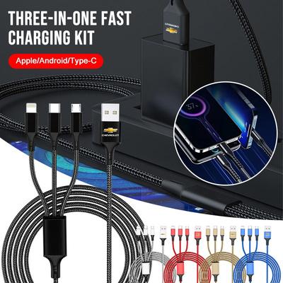 Кабель для быстрой зарядки 3 в 1 Type C, эмблема автомобиля, Lightning, Micro USB для Chevrolet Cruze, Malibu, Sail, Spark, Captiva, Equinox, Trax, AVEO, Lova