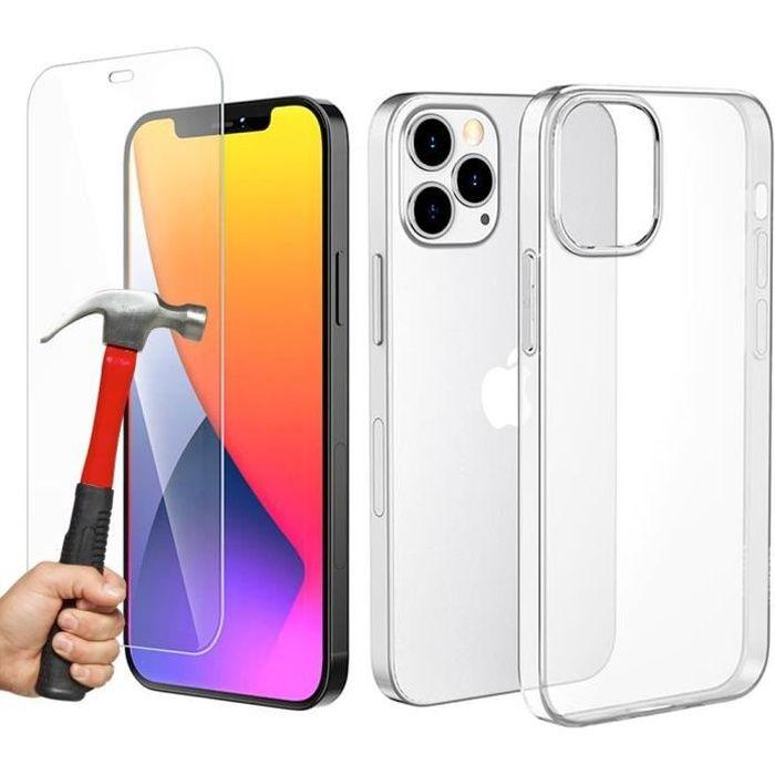 Чехол - E.F.CONNECTION - для iPhone 12 Pro - Мягкий силикон - Закаленное стекло - Прозрачный