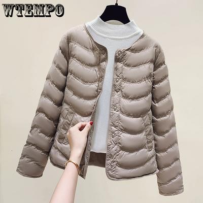 Осенне-зимняя тонкая хлопковая куртка с круглым вырезом и короткая хлопковая куртка с утолщенной внутренней подкладкой для тепла и хлопковой внешней курткой