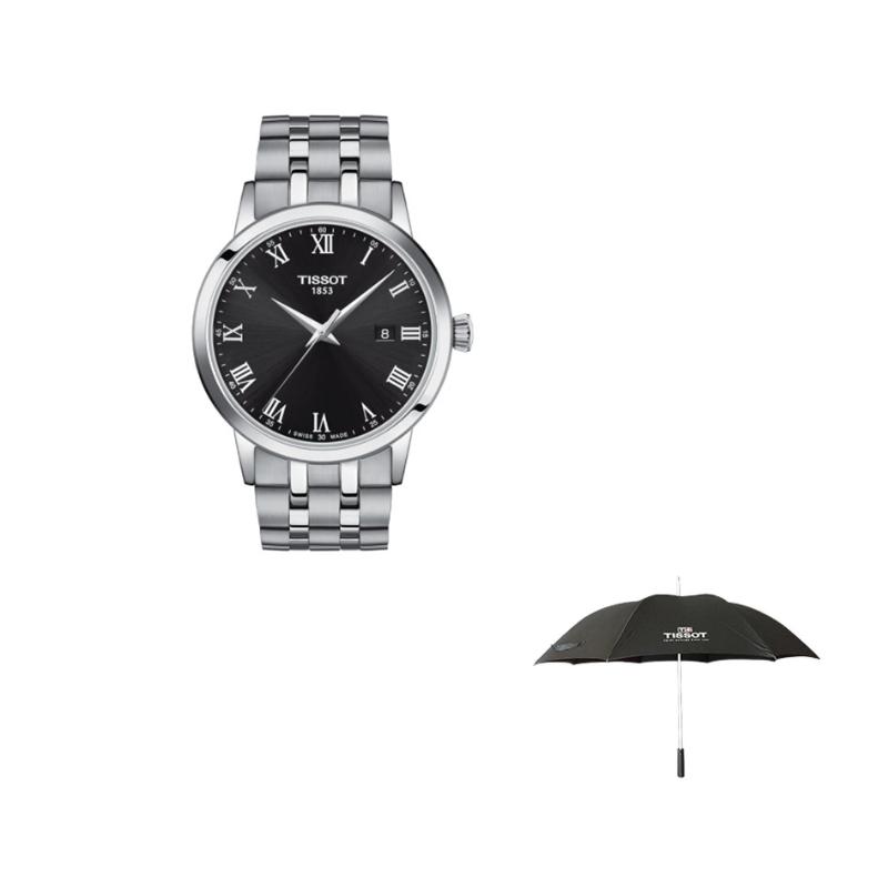 Tissot Классическая коллекция Мужские часы с кварцевым механизмом Часы 42 мм Черный циферблат Браслет из нержавеющей стали T129.410.11.053.00