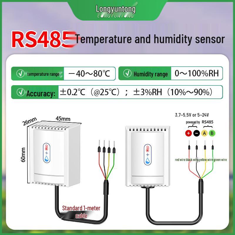 RS485 Temperature & Humidity Sensor Monitor with Modbus-RTU Protocol