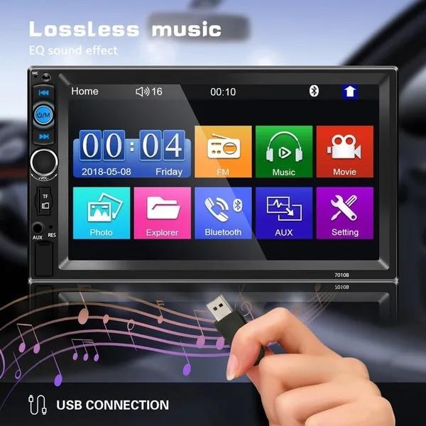 2 Din Car Multimedia Player Audio Stereo Radio 7" HD MP5 Touch Screen Digital Display Bluetooth USB FM Autoradio