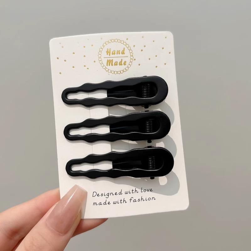 Элегантная черная металлическая заколка для волос для женщин - на лоб, для челки, в стиле «утиный клюв»