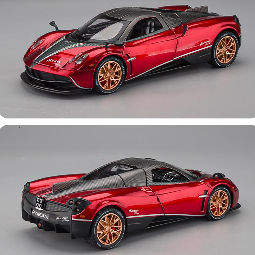 Масштаб 1/22 Huayra Dinastia Supercar, литая под давлением модель автомобиля, игрушечный автомобиль с выдвижным механизмом, звуком и светом для детей, коллекция подарков для мальчиков и девочек