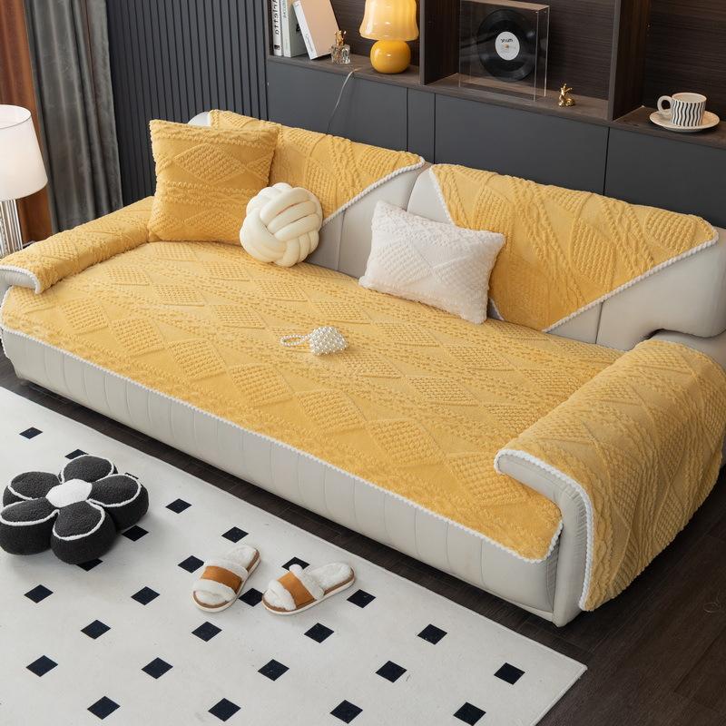 Winter Sofa Cushion Plush Non-Slip Thickened Warm Simple Modern Nordic Small Fresh Full Cover Sofa Cover Cover Towel