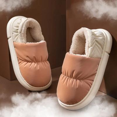 Зимние женские тапочки 2024 г., новые, водонепроницаемые, теплые, плюшевые, домашние, нескользящие, на толстой подошве, меховые, для пар