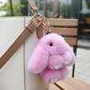 Fluffy Play Dead Rabbit Doll Fashion Plush Rabbit Pendant Rabbit Fur Keychain  Women
