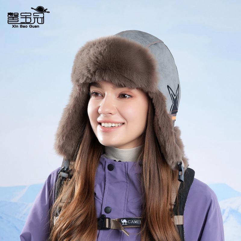 Winter Velvet Thickened Hat Women's Cycling Skiing Cold and Warm Outdoor Windproof Ear Protection Pullover Hat Men