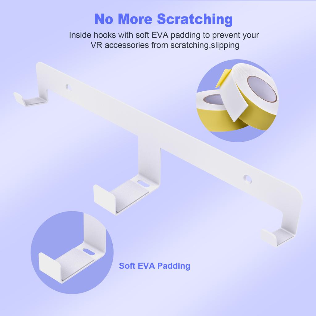 Элегантное настенное крепление для VR-гарнитуры для PS VR2 Подставка для хранения Подходит для большинства VR-гарнитур Стойка для хранения контроллеров Шнур для зарядки Винт