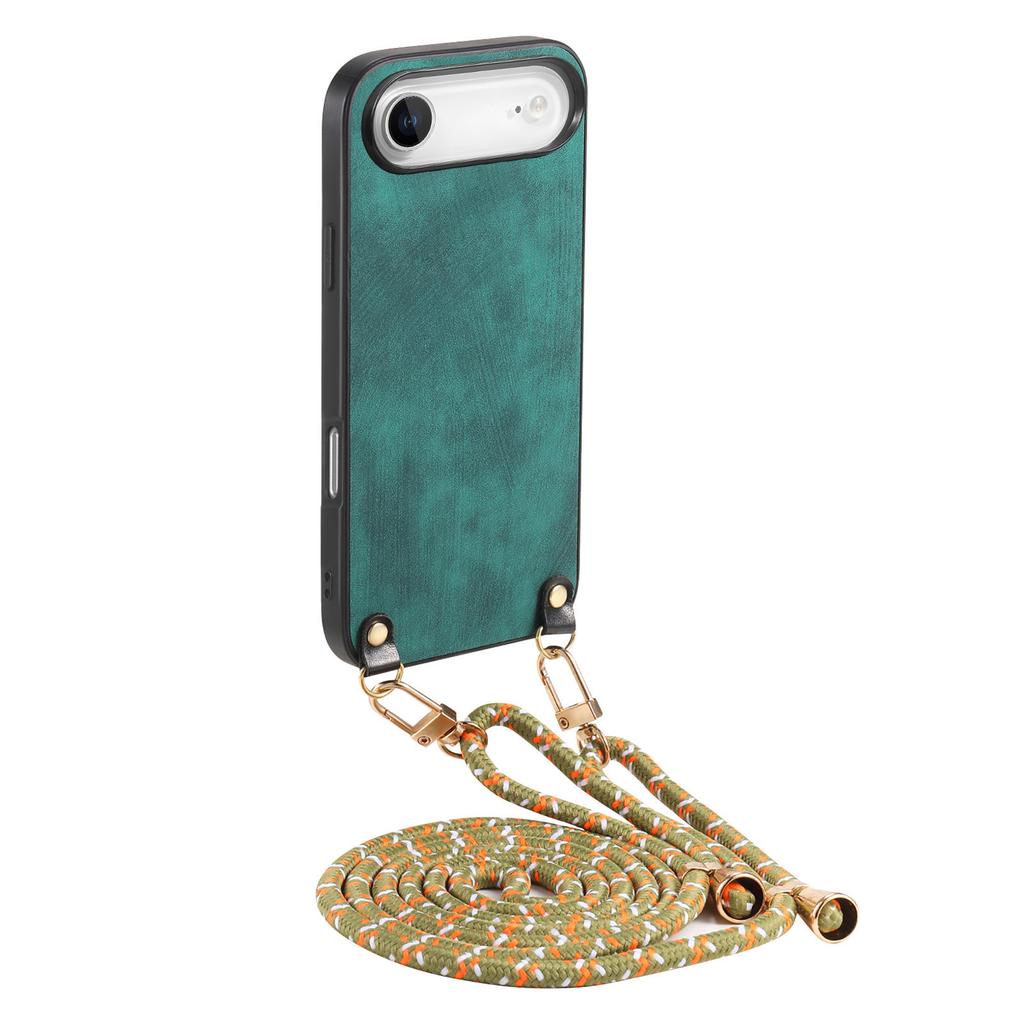 For iPhone Air Retro Leather Phone Back Cover with Adjustable Strap