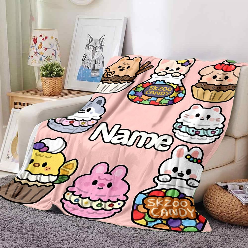 Custom Name Cute Animal Faces Party Blanket For Couch Bed Plush Cozy Fuzzy Blanket Super Soft Warm Blankets For Fall And Winter 091644