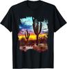 Retro Southwest Desert Cactus Sunset Scene 80S Inspired Unisex T-shirt