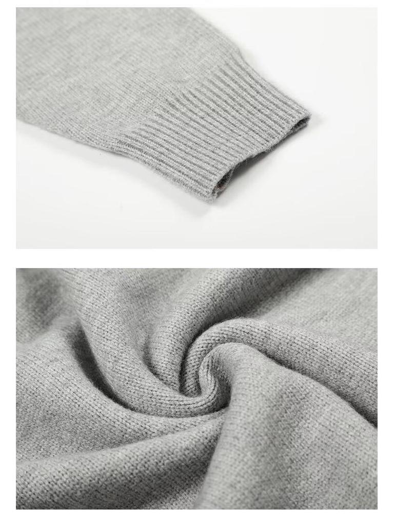 Men's Korean Style Grey Henley Knit Sweater, Long-Sleeve, Round Neck, Winter 2026 Edition