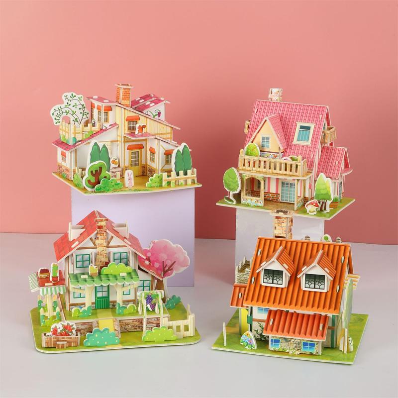 Творческий DIY 3D бумажный пазл-карта, собранный вручную, модель дома, виллы, здание для детей, самодельные развивающие игрушки