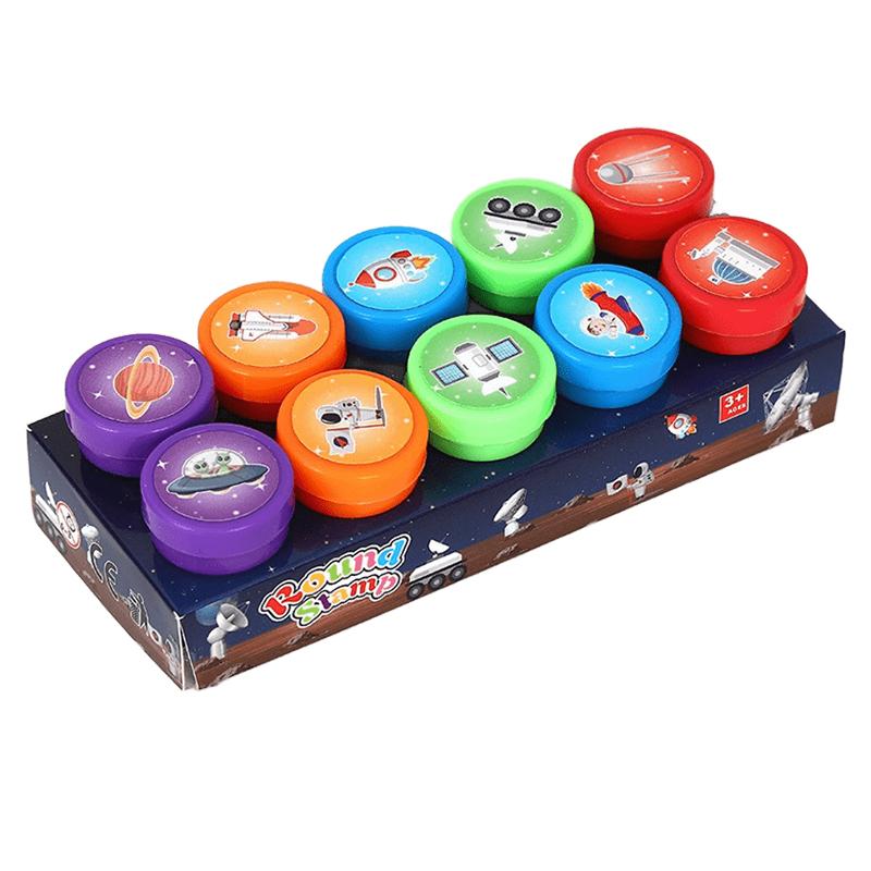 10 шт. Набор милых мультяшных штампов, в коробке, в ассортименте, набор печатей, DIY, украшение для рисования, канцелярские принадлежности, приз для учителя, подарок ZYF