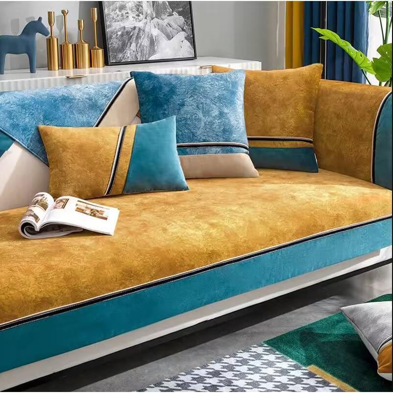 Чехол для дивана с геометрическими линиями, подушка в полоску, четырехсезонный диван, кресло, спинка, полотенце, нескользящий диван, роскошный 3-местный чехол для дивана