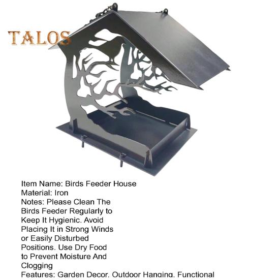 Металлический домик-кормушка для птиц на открытом воздухе, устойчивый к белкам, кормушка для диких птиц, подвесной домик для птиц для сада, патио, заднего двора, декор